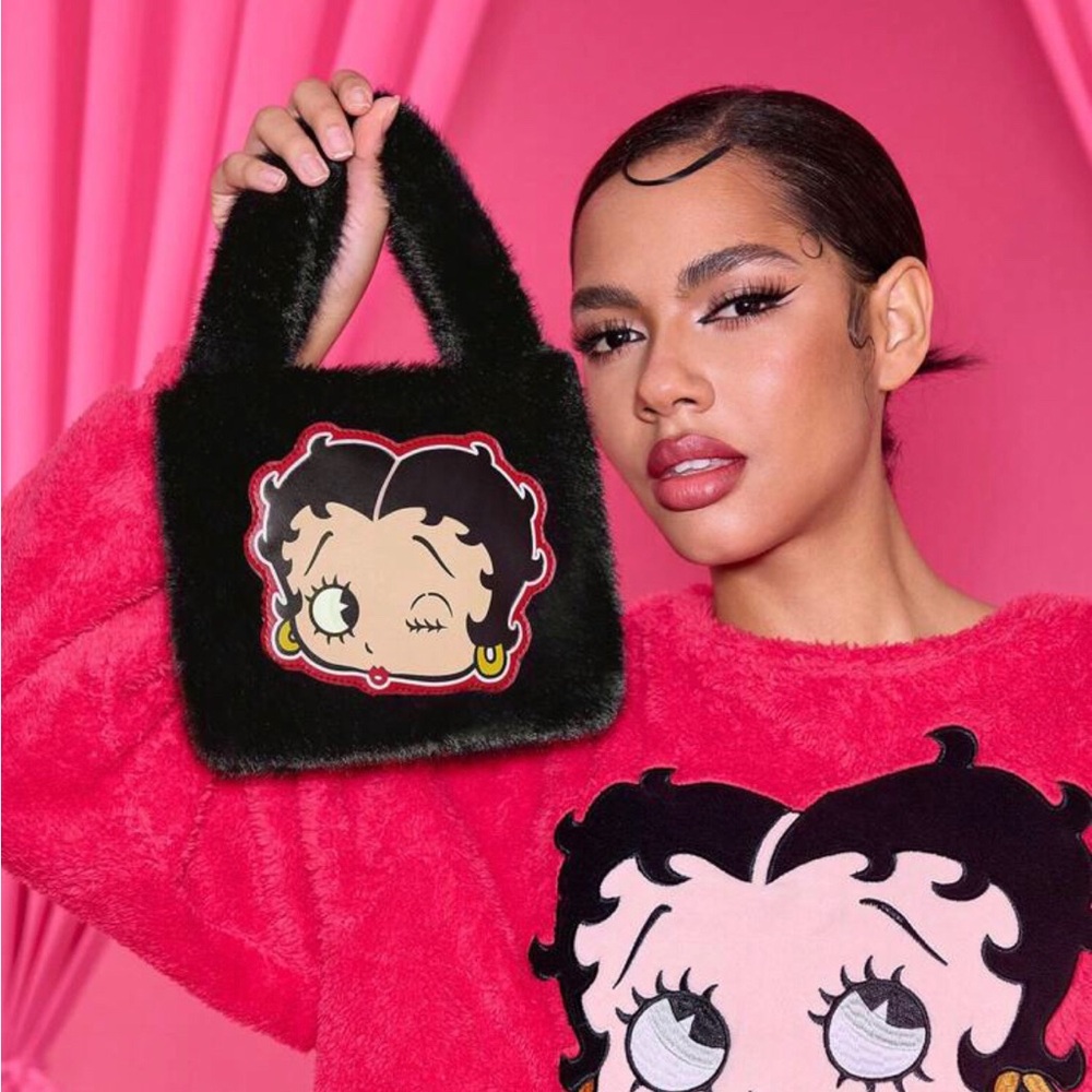 Betty Boop Black Faux Fur Tote Bag